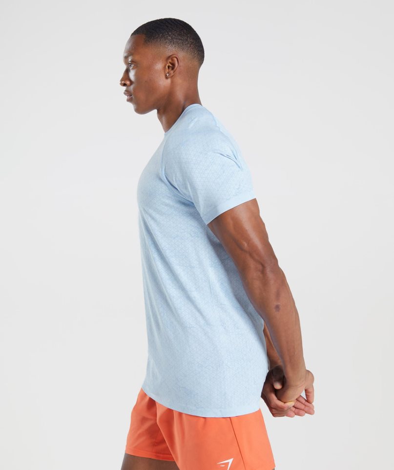 Men's Gymshark Geo Seamless T-Shirts Light Blue | CA 60NA8D